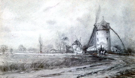 Maisema tuulimyllyllä, c1855-1892