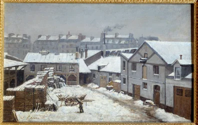 Pariisin esikaupunkialueet lumen alla Stanislas Lepinen (1835-1892) maalaus 1800-luvun aurinko. 0,26 x 0,43 m Rouen, Kuvataidemuseo