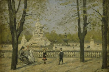 Place de la Concorde, näkymä Tuileriesin terassilta, n. 1880 (öljy puulle)