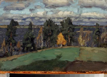 Syksy. Stanislav Julianovich Zhukovsky (Žukovski) (1873-1944) maalaus, öljy kankaalle