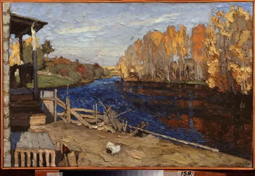Syksy. Stanislav Julianovich Zhukovsky (Žukovski) (1873-1944) maalaus, öljy kankaalle