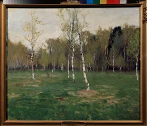 Toukokuussa. Stanislav Julianovich Zhukovsky (Žukovski) (1873-1944) maalaus, öljy kankaalle