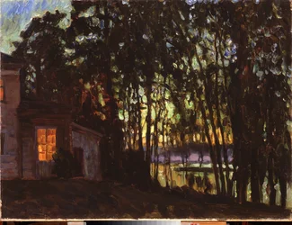 Heinäkuun yö. Stanislav Julianovich Zhukovsky (Žukovski) (1873-1944) maalaus, öljy kankaalle
