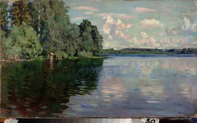 Järvi. Stanislav Julianovich Zhukovsky (Žukovski) (1873-1944) maalaus, öljy kankaalle
