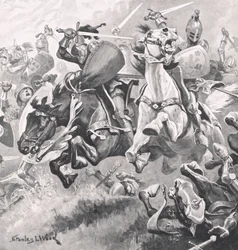 Shrewsburyn taistelu, 21. heinäkuuta 1403, kuva julkaisusta "British Battles on Land and Sea", julkaisija Cassell, Lontoo, n. 1910