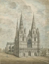 Lichfield Cathedral - West Front: akvarellimaalaus, nd [1762-1802]