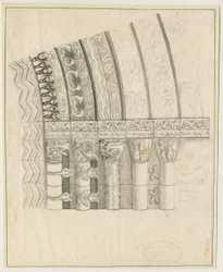 Tutbury Priory Church - West Doorway: kynä- ja seepiapiirustus, nd [1762-1802]