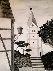 Pyhän Aegidiuksen kirkko mustavalkoisena