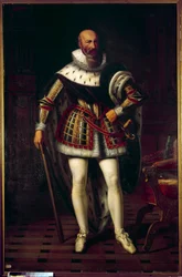 Maximilian de Bethunen, markiisi de Rosnyn, Sullyn herttuan (1559-1641) täyspitkä muotokuva Sebastien Louis Norblin de la Gourdainen (1796-1884) maalaus