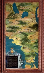 Chile ja Magellan Detroit Card, jonka on tehnyt Stefano Bonsignori (? -1589) italialainen kosmografi ja taidemaalari. Noin 1581. Firenze, Palazzo Vecchio, Sala del Mappamondo