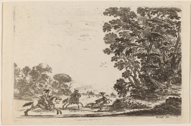 Metsä peuranmetsästyksen kanssa, 1642.