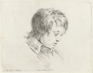 Nuoren miehen pää, joka katsoo alas oikealle Piirtämisen perusteet (sarjan nimi) I principii del disegno (sarjan nimi)