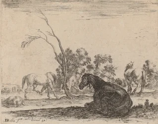Hevoset laitumella, 1642.