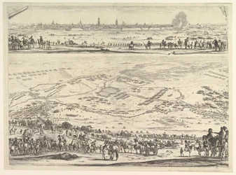 Kaava ja näkymä Arrasin piirityksestä: levyn alaosa topografisella näkymällä..., 1641.