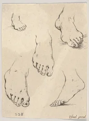 Levy 7: Viisi jalkaa, kirjasta Piirtämisen oppiminen Livre pour apprendre à dessi..., ca. 1649.