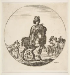 Puolalainen ratsumies oikealle, pyöreä sommitelma, Figuures on Horseback Cav..., n. 1651.