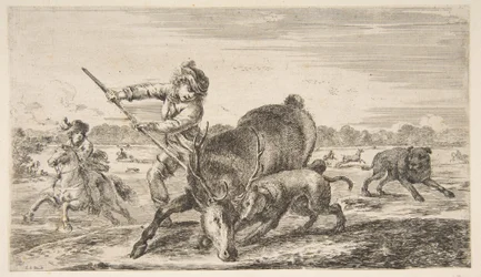Stag at bay, from Animal hunts Metsästää erilaisia ​​eläimiä, n. 1654.