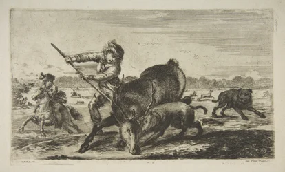 Stag at bay, from Animal hunts Metsästää erilaisia ​​eläimiä, n. 1654.