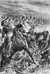 Marengon taistelu, kaiverrus Schuler, Jules Theophile (1821-78), teoksesta "The History of France", Emile de Bonnechose, julkaisija Ward, Lock and Co, Lontoo (kaiverrus)