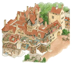 Cragside House, Northumberland, noin 1872-1900 (tussi ja akvarelli).