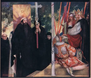Ethelbertin Pyhän Augustinuksen vastaanotto (värinen lito)