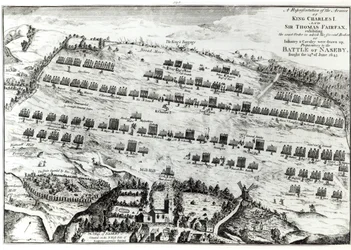 Valmistelu Nasebyn taisteluun, joka käytiin 14. kesäkuuta 1645, julkaissut John Mastinin julkaisussa The History and Antiquities of Naseby, 1792