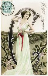 C: Bianca Toledo, taiteilija, laulaja ja sevillalainen tanssija Belle Epoquesta - Casino de Paris, Folies Bergere, Jardin de Paris - Aakkoset postikortissa