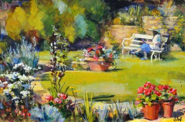Lukeminen puutarhassa, 1995,