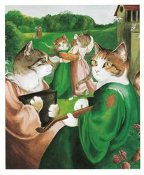 Kuvitus teoksesta Pre-Raphaelite Cats (julkaistu 1999).