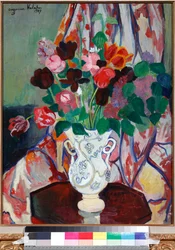 Suzanne Valadonin (1865-1938) maalaus "Tulppaanimaljakko" (Maljakko tulppaanien kanssa)