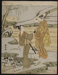 Kesäkohtaus korotetulla penkereellä, jossa nuori mies leikkaa munakoisoa antaakseen nuorelle naiselle toverilleen