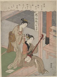 Hiuksiaan kampaamassa