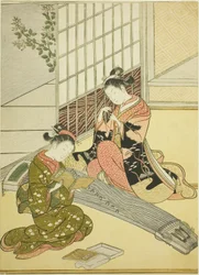 Koton siltojen laskeutuvat hanhet (Kotoji no rakugan), sarjasta "Kahdeksan näkymää salista (Zashiki hakkei)"