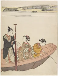 Kalastus lähellä Mimeguri-pyhäköä Sumida-joella, n. 1767