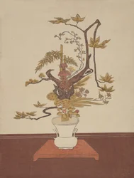Ike Bana -kukka-asetelma Ike-no-bo -tyyliin, luultavasti 1765, luultavasti 1765.