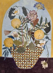 Golden Age Flowers, 2024 (munatempera puupaneelille)