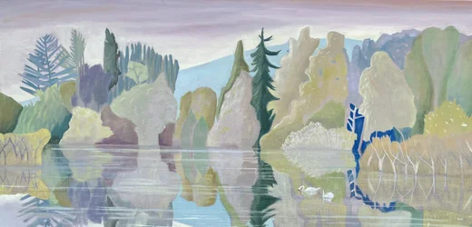 Rauhallinen järvi, 2024 (öljy pellavalle)