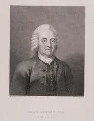 Emanuel Swedenborg (1688-1772) 80-vuotiaana, kaiverrus W. Holl, World Religion -julkaisusta, julkaisija A. Fullarton & Co.