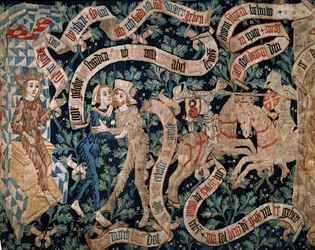 Villi mies ja nainen - Savoian kreivin legenda, 1400-luvun alku, Baselin valmistus (kuvakudos)