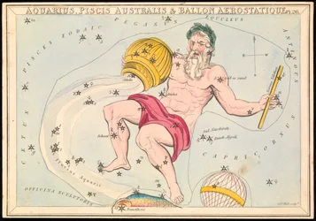 Vesimies, Pisces Australis ja Ballon Aerostatique, n.1825 (kortti, paperi, kudos).