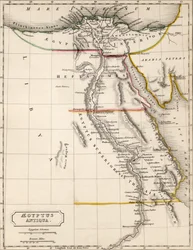 Aegyptus Antiquan (muinainen Egypti) kartta, piirtänyt ja kaivertanut Sydney Hall, n. 1826