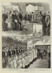 Walesin prinssi ja prinsessa Tanskassa laskemassa uuden englantilaisen kirkon peruskiven Kööpenhaminassa