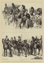 Egyptin joukkojen kuninkaallinen arvostelu, intialaiset sotilaat hevoskaartin paraatissa