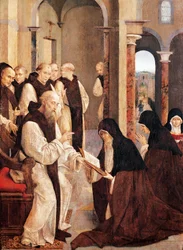 St Jerome, St Paula ja St Eustochia, kirjoittanut Frey Carlos (aktiivinen 1517-1535)