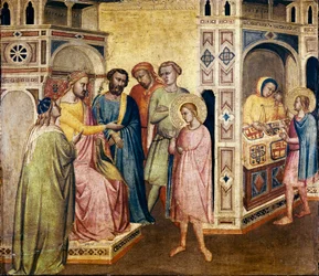 Pyhä Eligius ennen kuningas Clotharia, n. 1365 (tempera puulla)