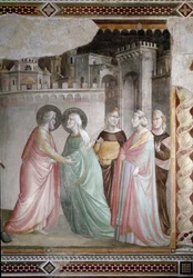 Annen ja Joachimin tapaaminen Doreen ovella (yksityiskohta) - fresko, n. 1327