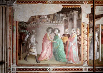 Neitsyen elämä: Joachimin ja Annen tapaaminen kultaisella portilla (fresko, n. 1327)