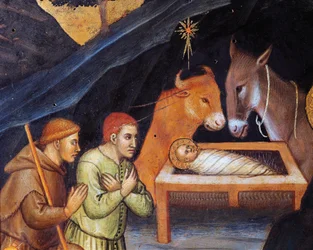 Taddeo di Bartolo (n. 1362-n. 1422) Taikien jumalointi, tempera taulussa, 38x57 cm, yksityiskohta