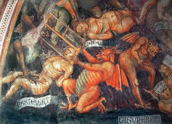 Helvetti, yksityiskohta ylpeistä, n. 1394