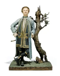 Maalattu savihahmo, joka tunnetaan perinteisesti nimellä David Garrick, n. 1770 (keraaminen)